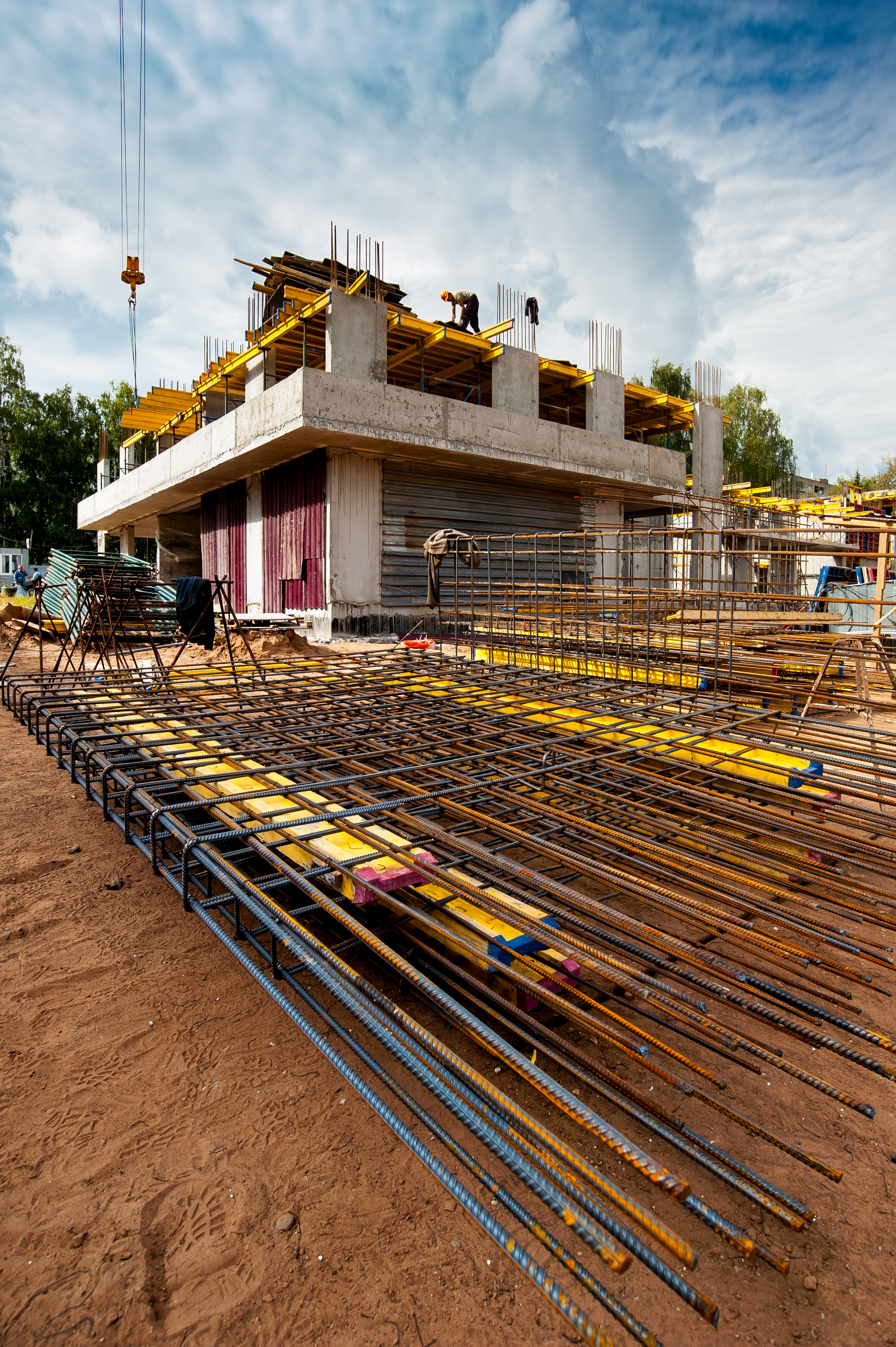 rebar and concrete home under construction